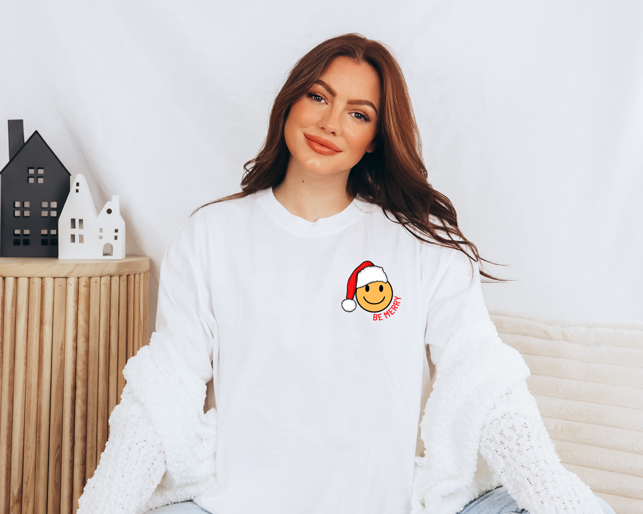 Be Merry Pocket Smiley Sweatshirt