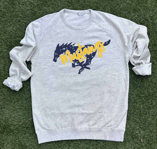 distressed mustang logo sweatshirt
