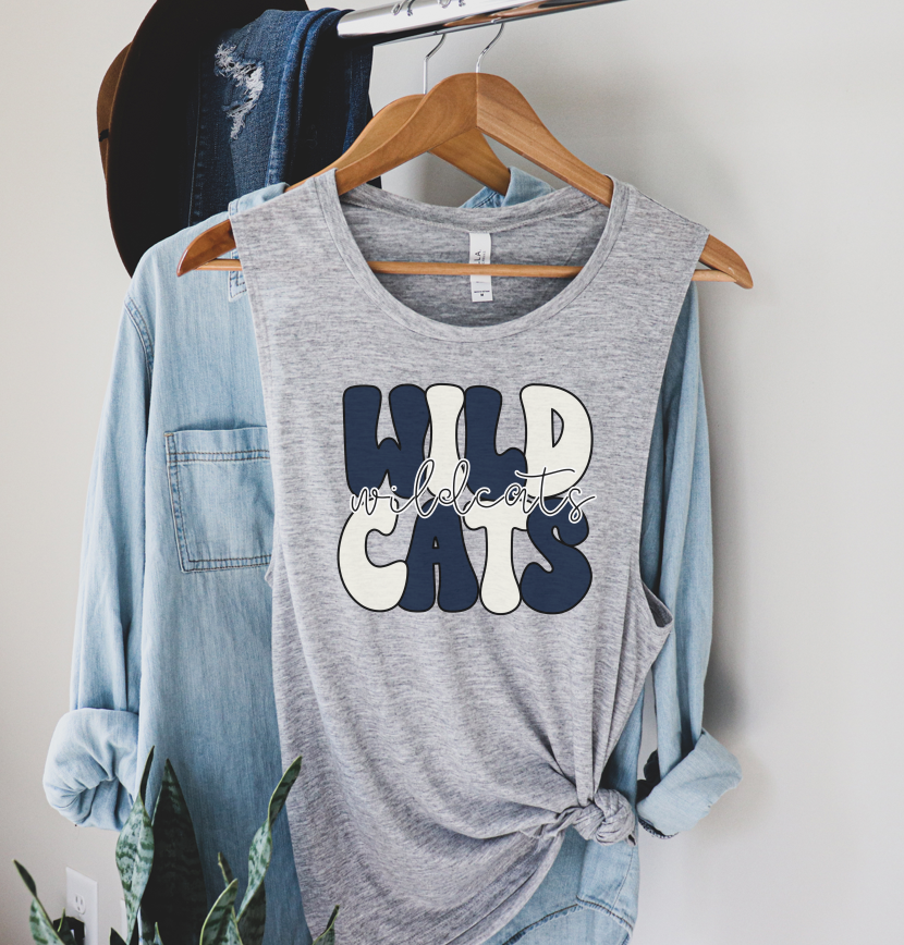 groovy navy wildcats tee | grey